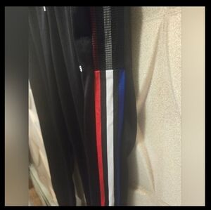 Adidas Women's Track Pants Size Medium Black With Red/White/Blue Stripes